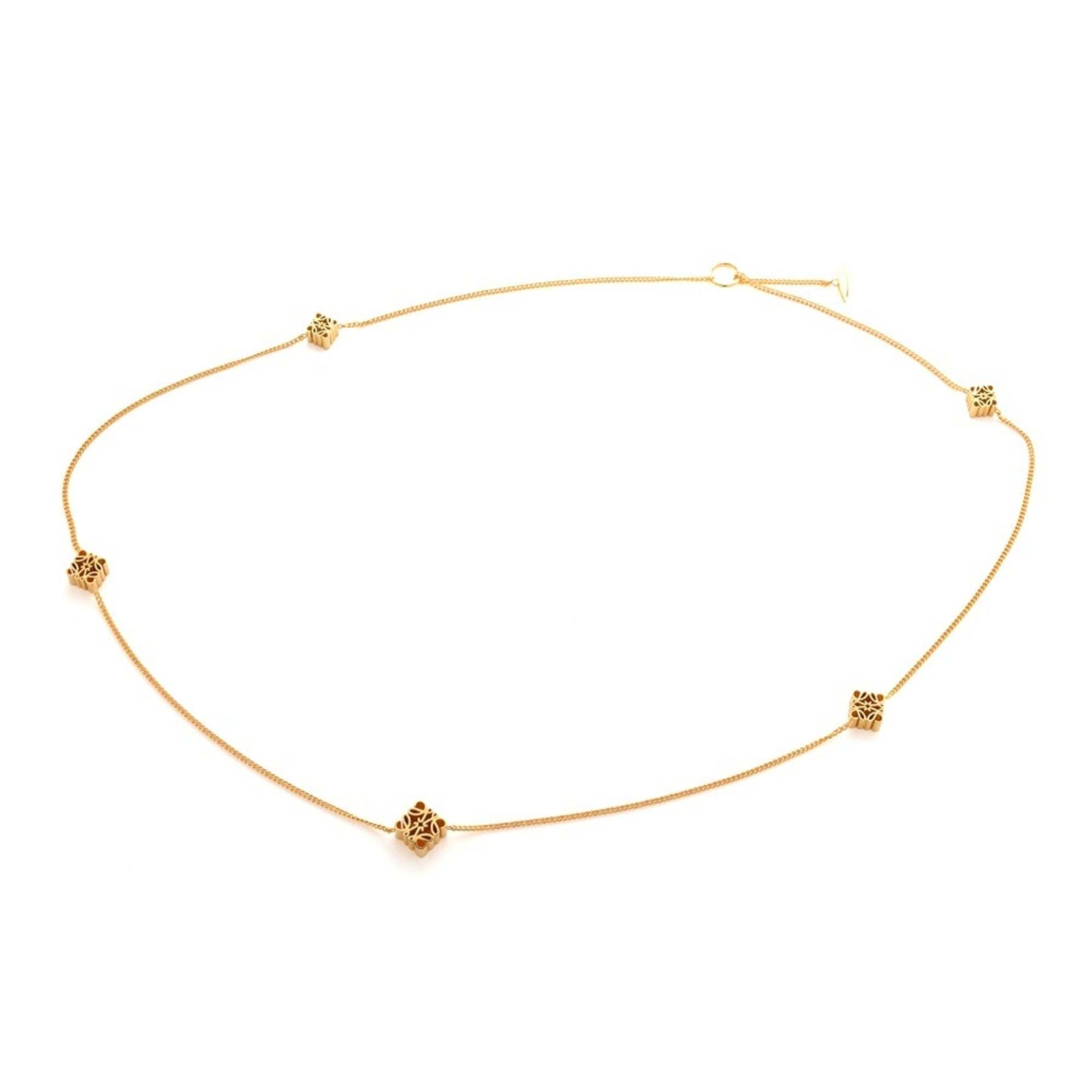 Loewe Anagram Long Necklace, Metal, Gold